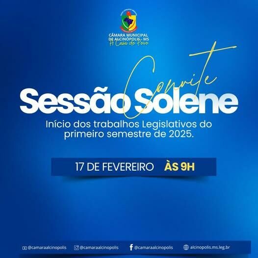 Imagem de compartilhamento para o artigo Câmara Municipal de Alcinópolis reforça convite a população para Sessão Solene da MS Todo dia